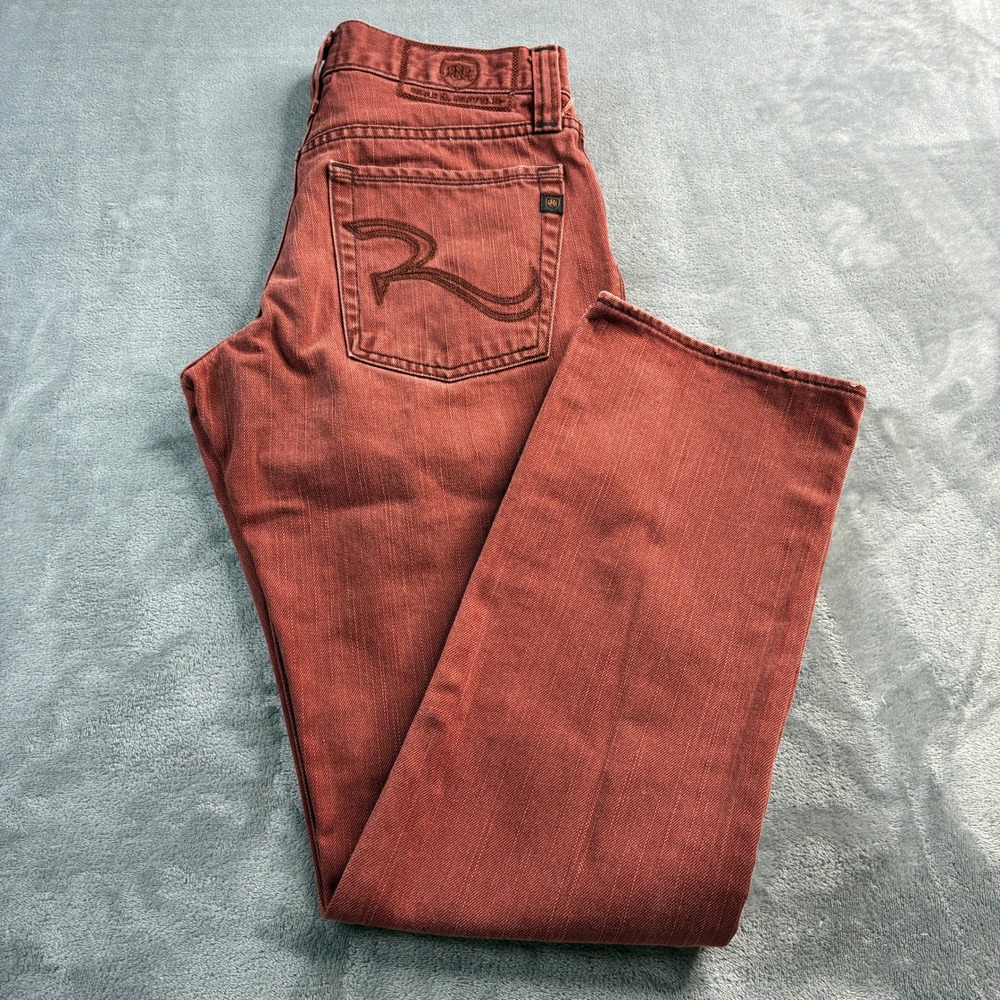 Rock & Republic Women Red Rust Wash Bootcut Jeans Size 29x30 Embellished Pockets